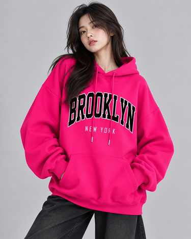 Brooklyn Graphic Oversized Hood Hot Pink