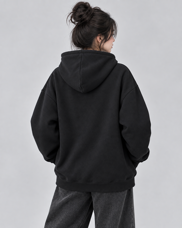 Classic Black Zipper Oversized Hood