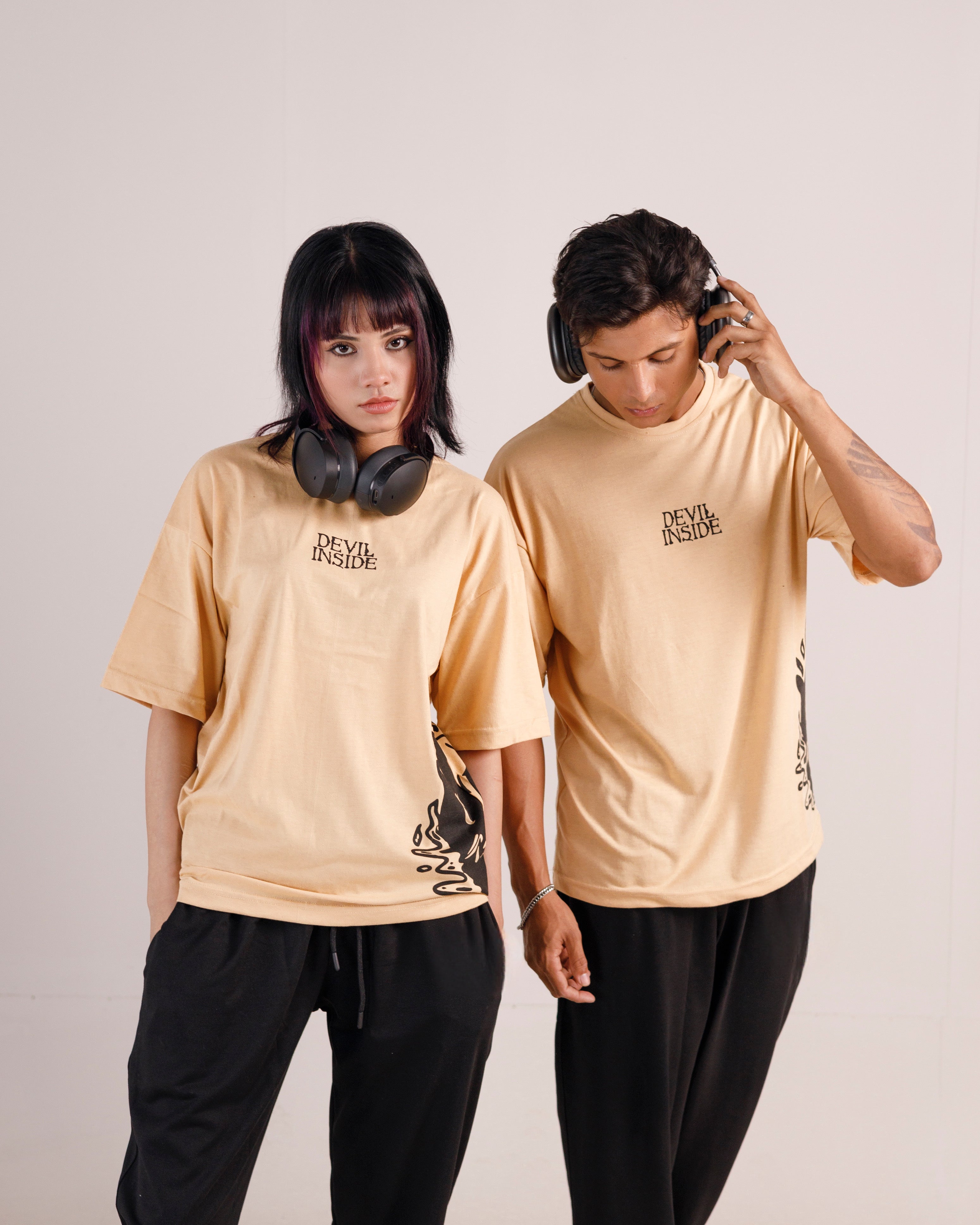 Devil Inside Graphic Drop Shoulder Oversized Tee