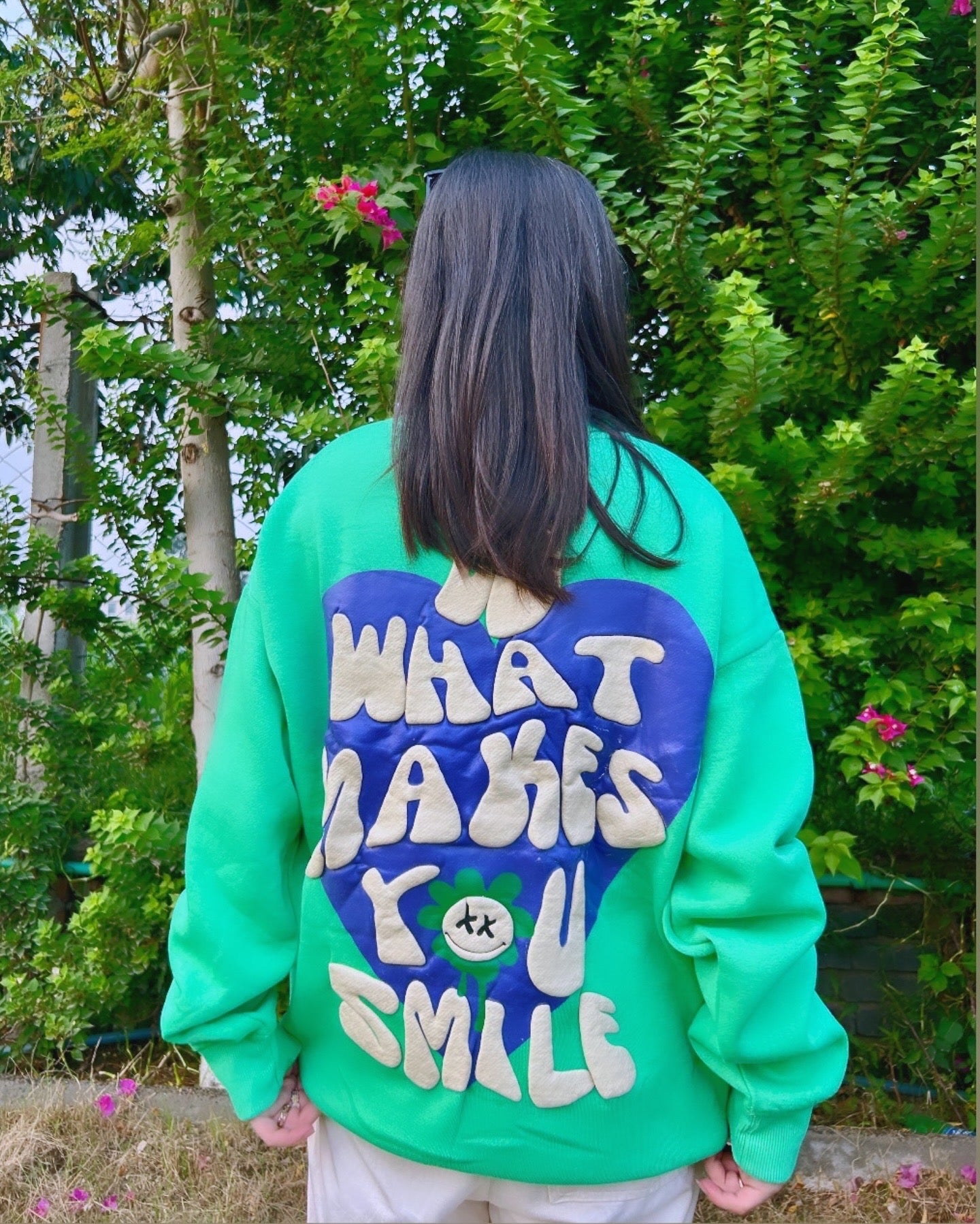 Makes You Smile Graphic Puff Oversized Sweatshirt