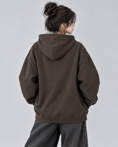 Classic Brown Zipper Oversized Hood