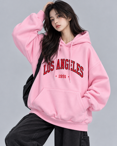 Los Angeles Graphic Oversized Hood Pink