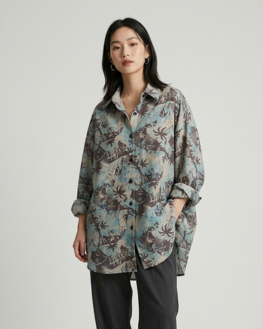 Ocean Mist Oversized Button-Up Shirt