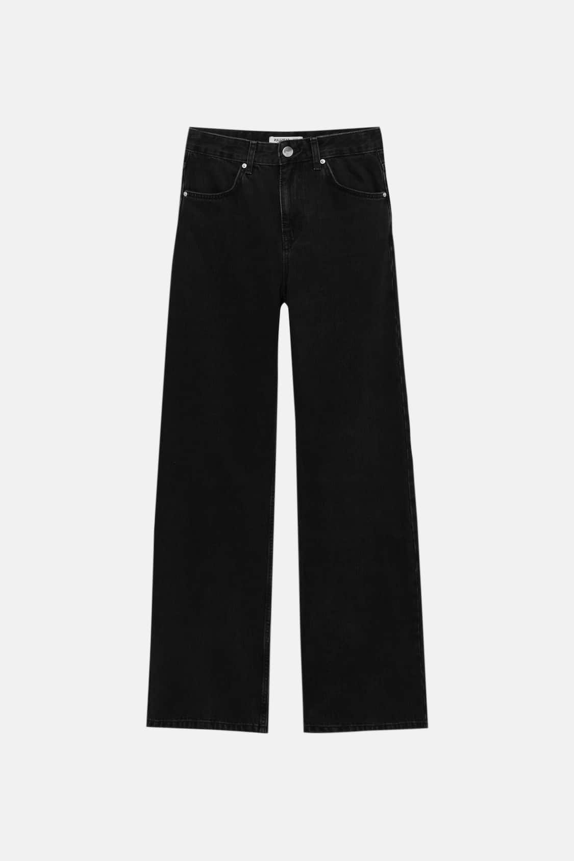 Black Wide Leg High Rise Jeans