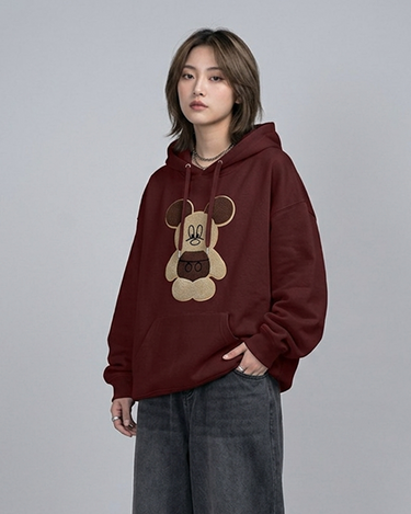 Bear Hugz Embroidered Patched Oversized Pullover Hood