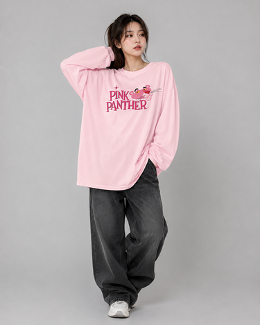 Pink Panther Graphic Long Sleeve Oversized Tee