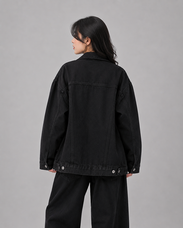 Classic Black Oversized Denim Jacket