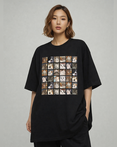 Canvas Cats Graphic Drop Shoulder Oversized Tee