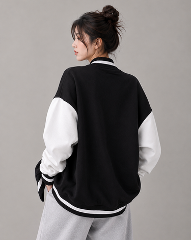 Graphic Letter Button Down Baseball Jacket