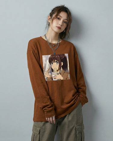 Canvas Girl Graphic Long Sleeve Oversized Tee
