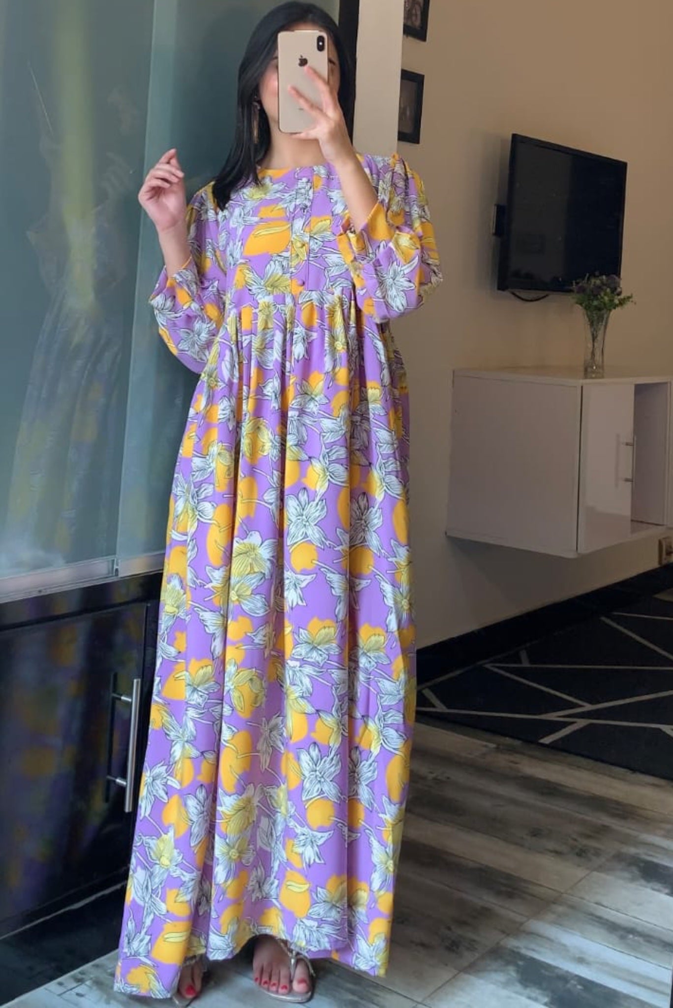 Lily Floral Maxi - Lavender Chiffon Dress ( Inner Attached )