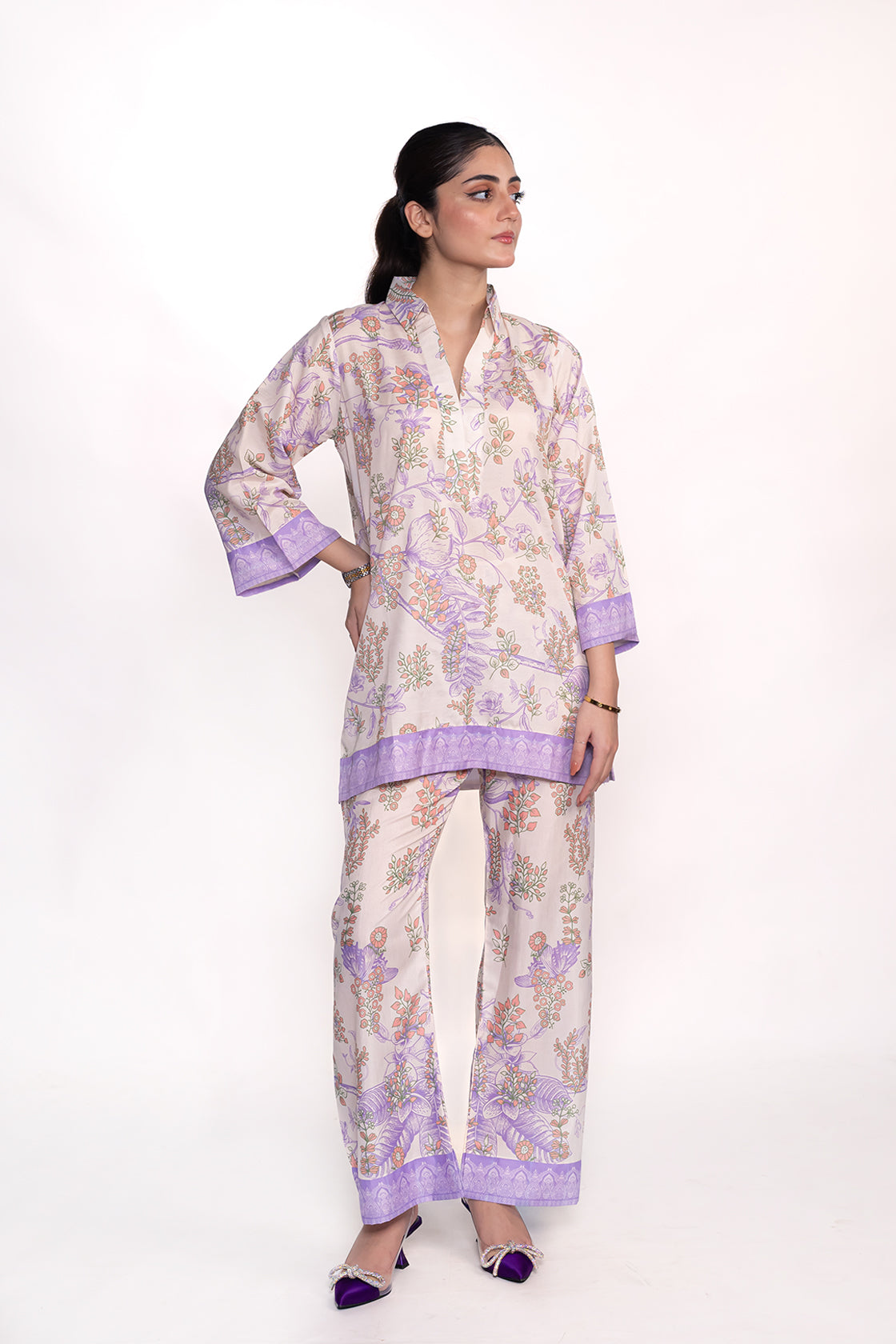 Wisteria Floral Printed Crepe Lawn Co-Ord Set