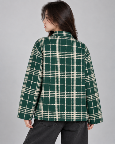Emerald Heritage Check Oversized Coat Jacket
