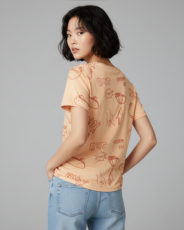 No Worries Crew Neck Short Sleeve All over Graphic Tee