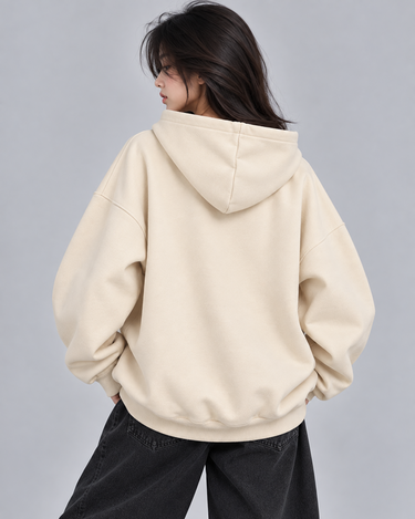 Brooklyn Graphic Oversized Hood Beige
