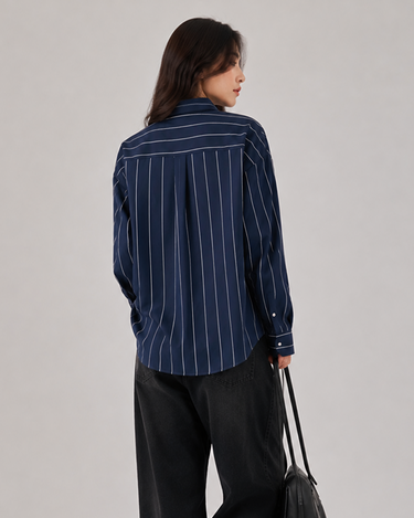 Monarch Navy Stripe Oversized Button-Up Shirt