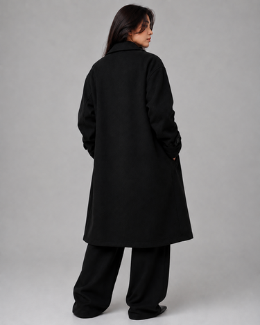 Heritage Old Money Oversized Long Coat Black