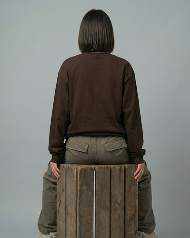 Dope Teddy Embroidered Patched Long Sleeve Drop Shoulder Oversized Tee Brownie