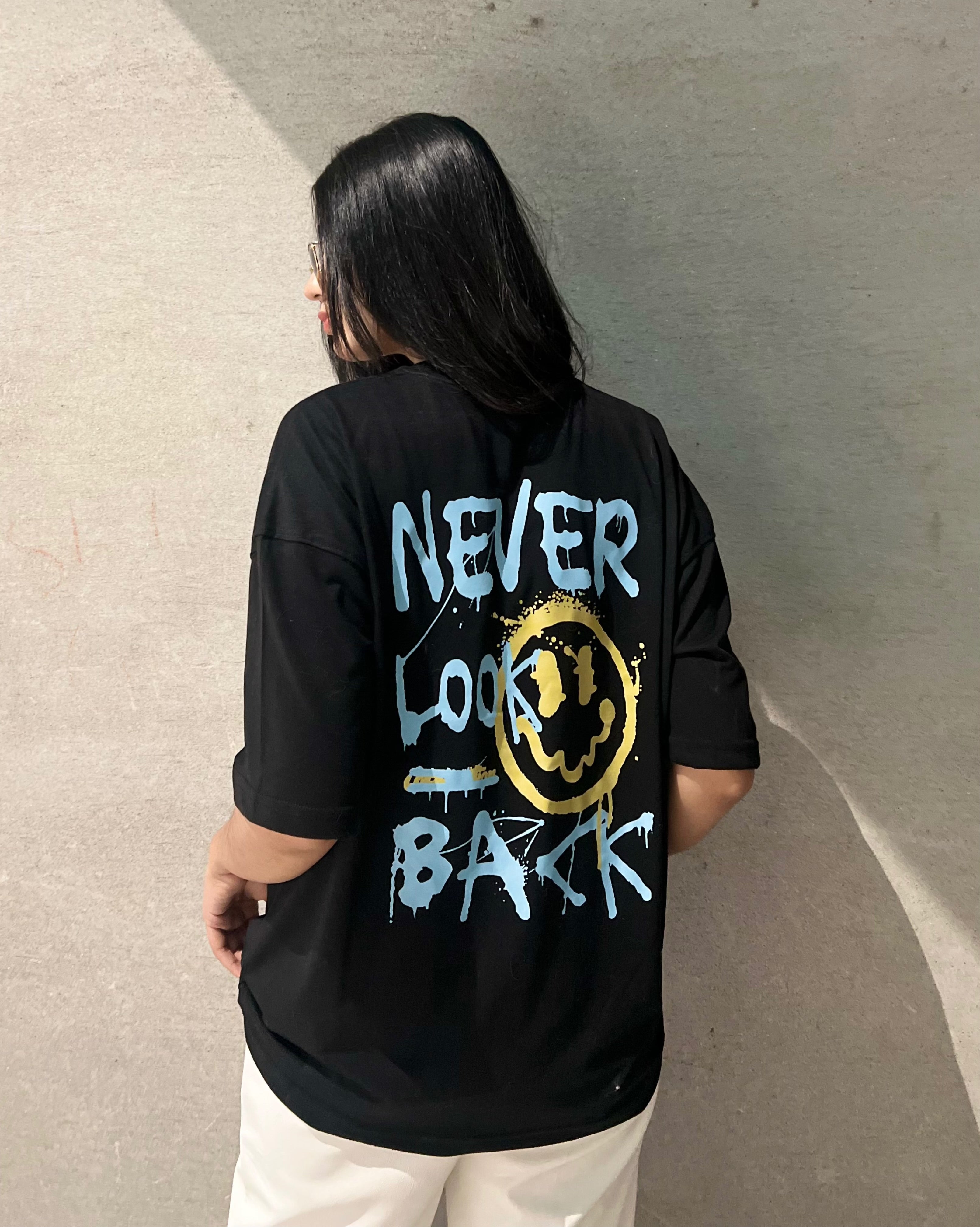 Never Look Back Graphic Drop Shoulder Oversized T-shirt