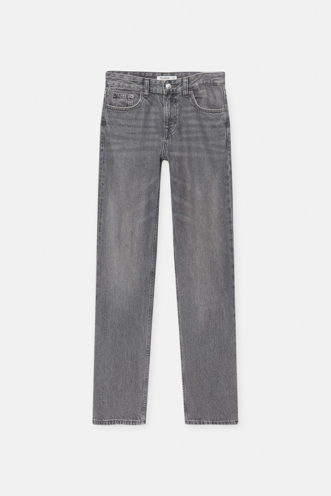 Charcoal Mid Waist Straight Leg Jeans