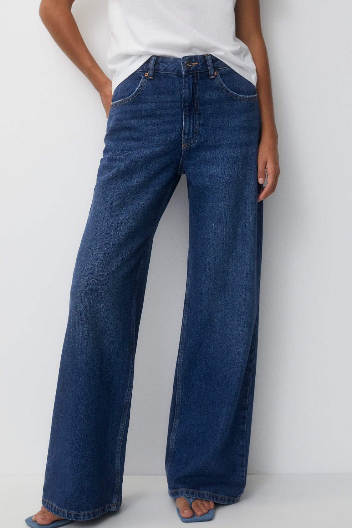 High Waist Wide Leg Jeans Denim Blue