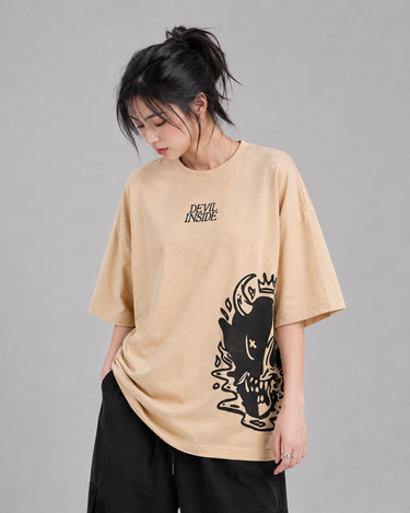 Devil Inside Graphic Drop Shoulder Oversized Tee