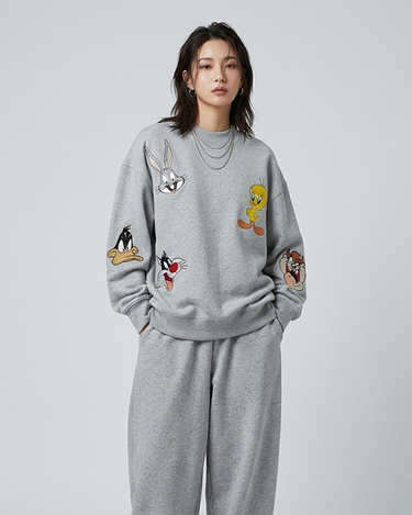 Looney Tunes Characters Graphic Sweatshirt Grey