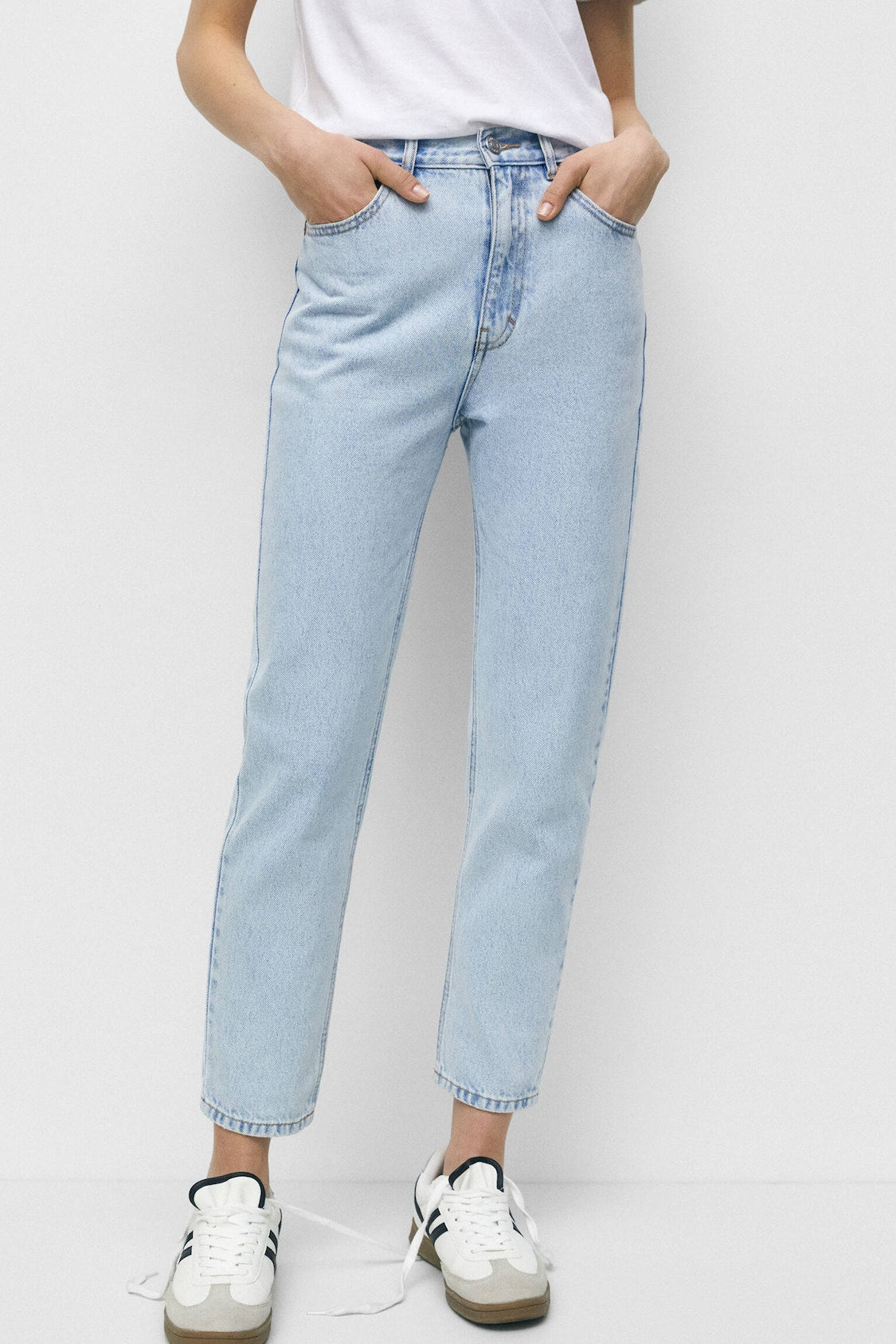 Sky blue Basic Mom Fit Mid Waist Jeans