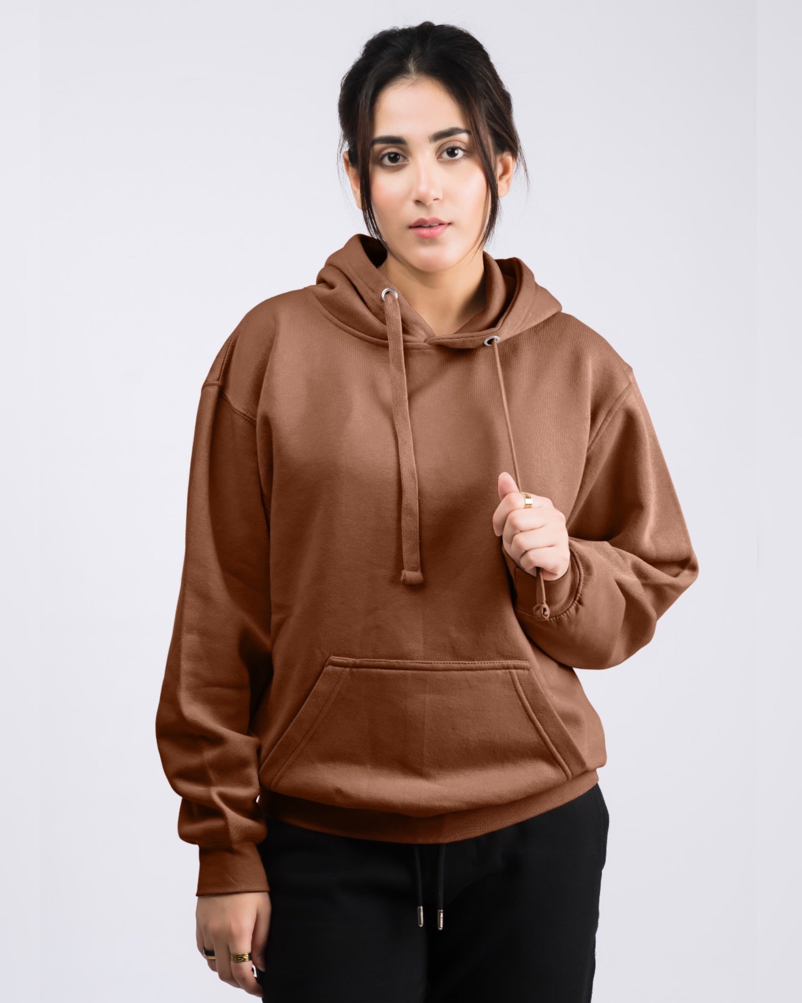 Premium Oversized Fit Pull Over Hoodie Brown