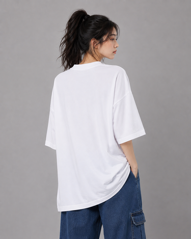Womens Basic Oversized Drop Shoulder Tee White