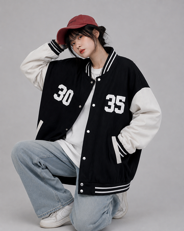 Button Down Baseball Varsity Bomber Jacket 30/35