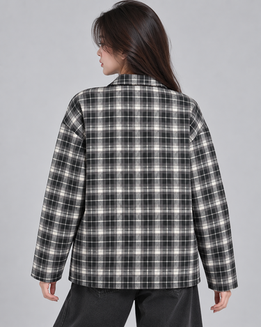 Midnight Heritage Plaid Oversized Coat Jacket