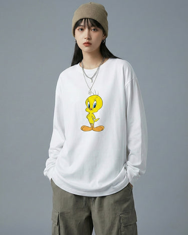 Tweety Graphic Long Sleeve Oversized Tee