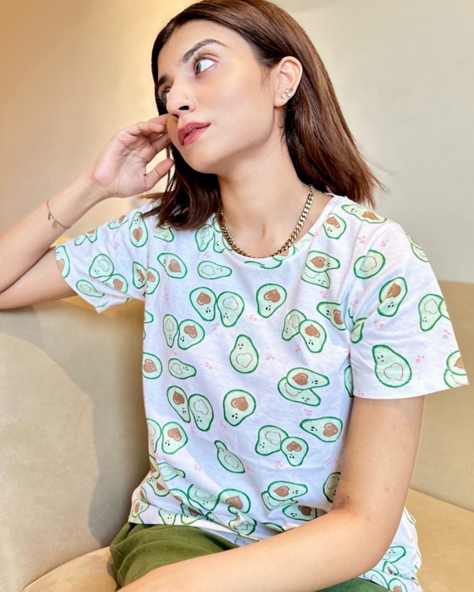 Avocado Crew Neck Short Sleeve All over Graphic Tee