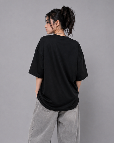 State Of Mind Graphic Drop Shoulder Oversized Tee Black