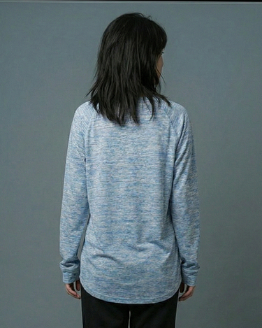 Henley Style R Athletic Long Sleeve Oversized Tee Blue