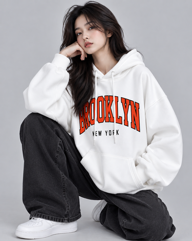 Brooklyn Graphic Oversized Hood White