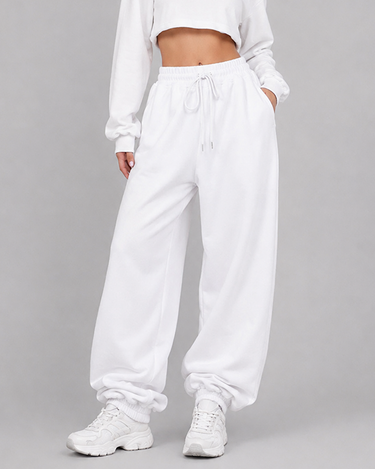 White Jogger Fleece Sweatpant