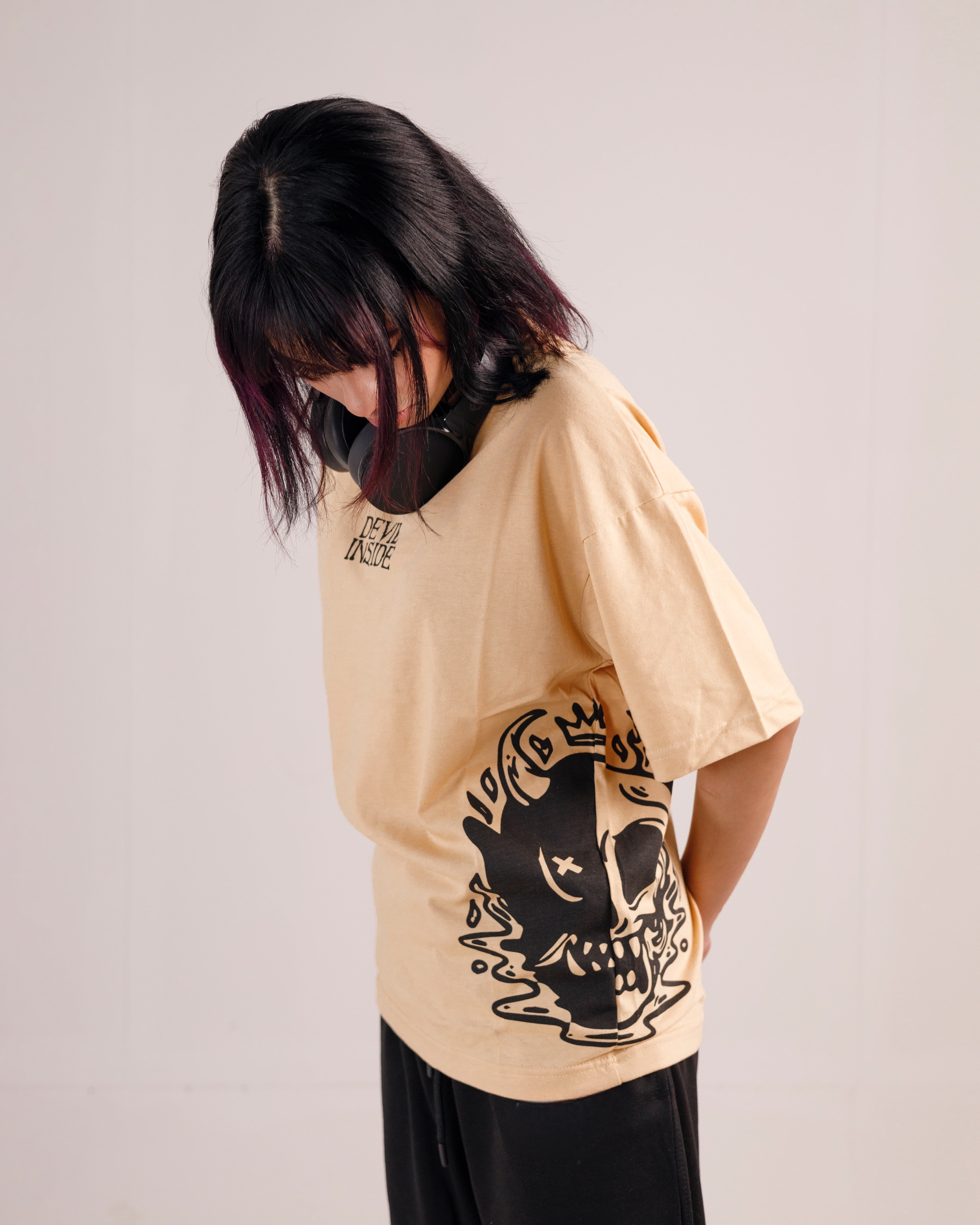 Devil Inside Graphic Drop Shoulder Oversized Tee