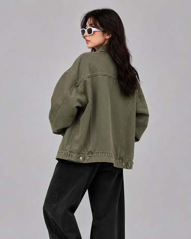 Olive Drift Oversized Denim Jacket