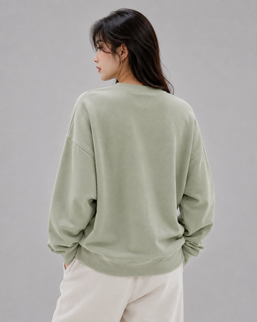 Orlando Oversized Embroidered Sweatshirt Sage Green