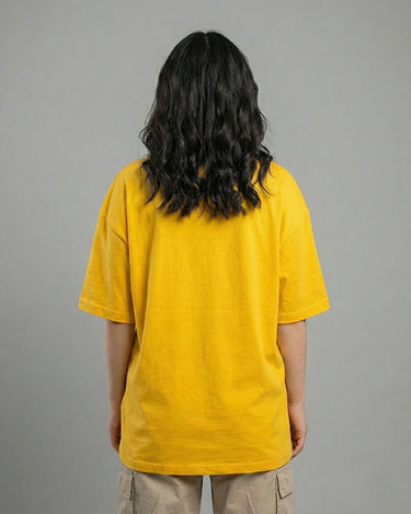 Gossip Girl Graphic Vneck Drop Shoulder Oversized Tee Yellow