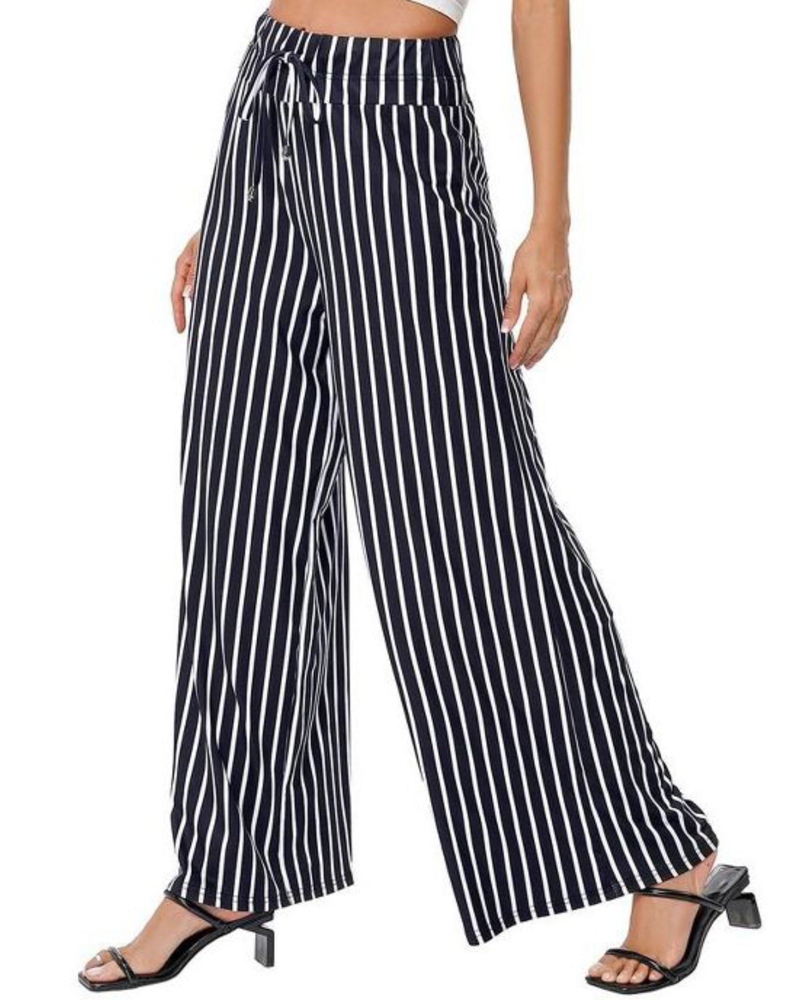 Striped Wide Leg Palazzo Trouser Pants