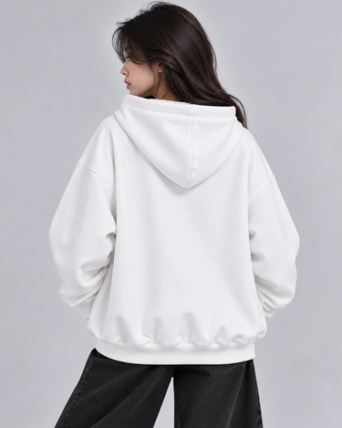 Urban City Graphic Oversized Hood White