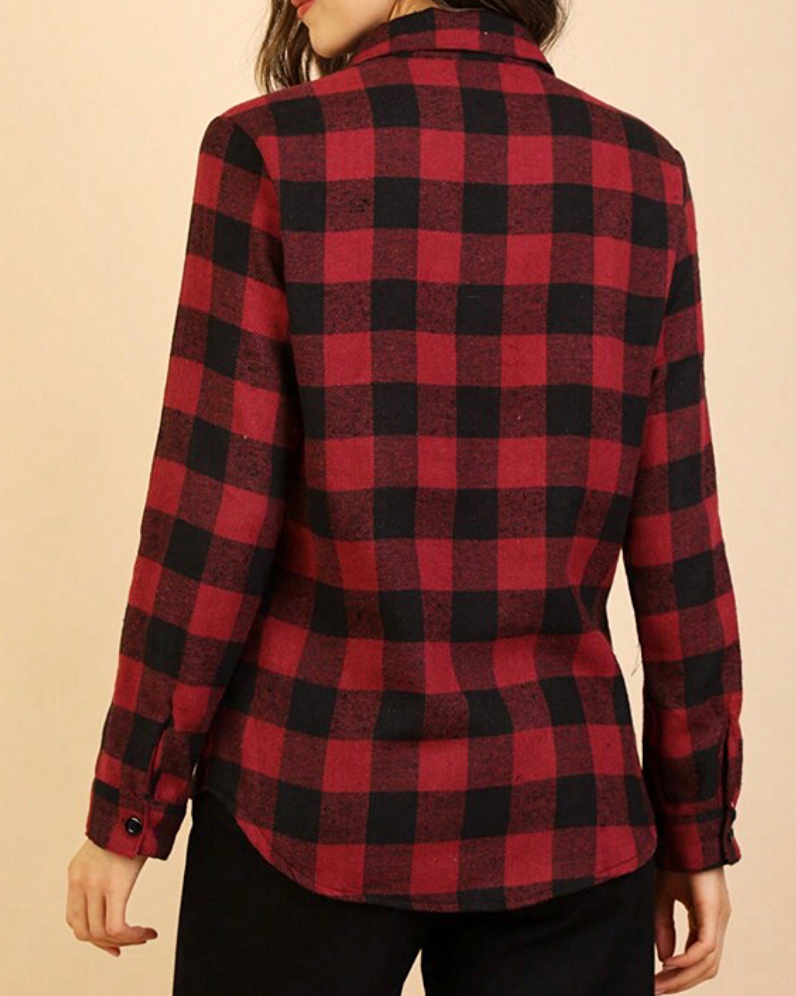 Plaid Button Down Flap Pocket Shirt Red