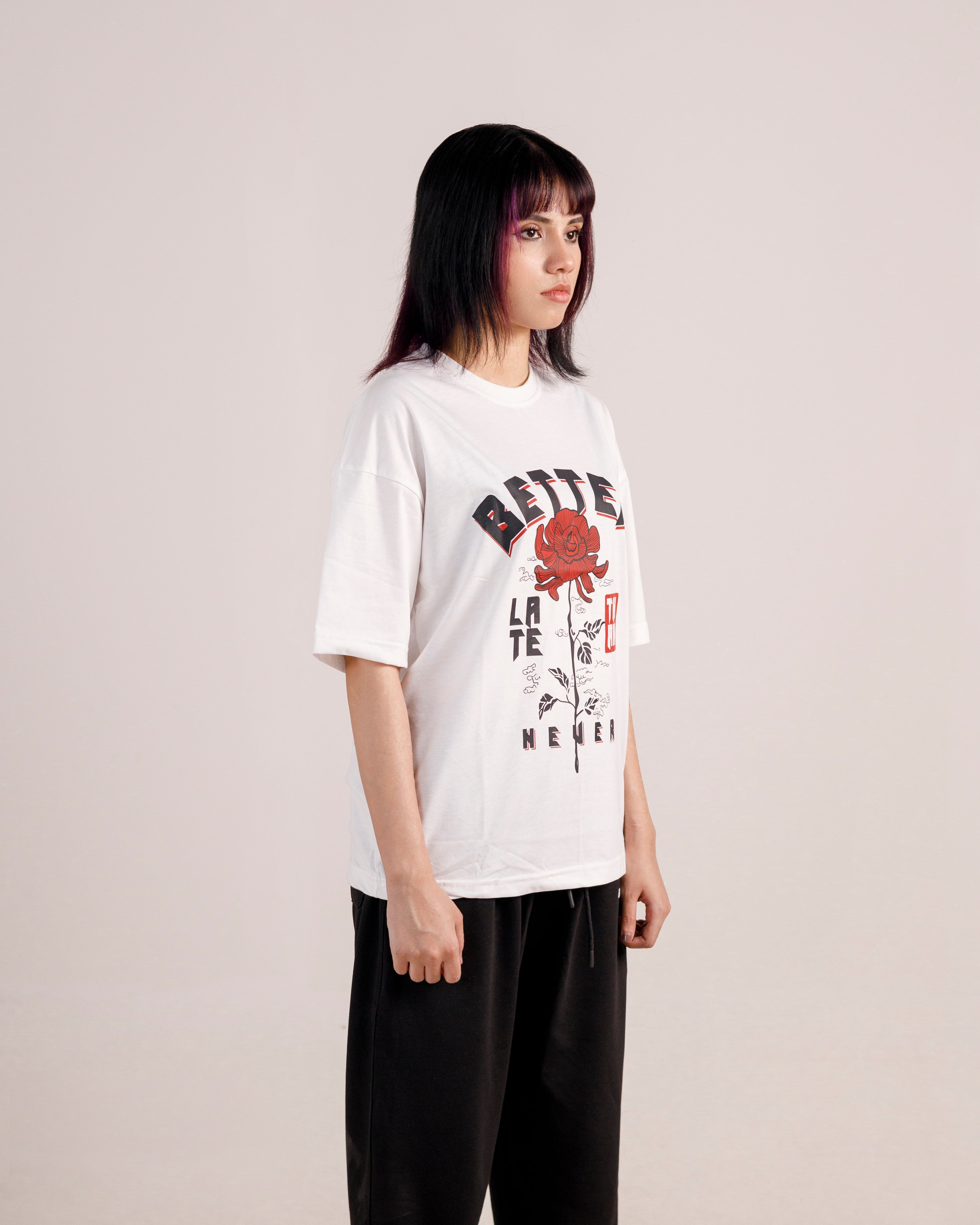 Better Late Than Never Graphic Drop Shoulder Oversized Tee