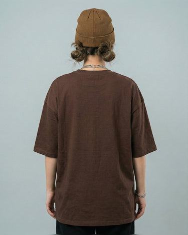 Frosty Bear Embroidered Patched Drop Shoulder Oversized Tee Brownie
