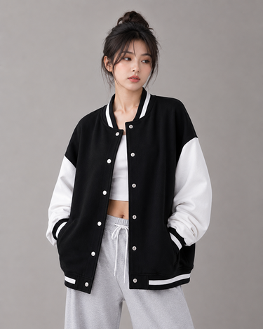 Moschino Bear Patched Baseball Jacket Black