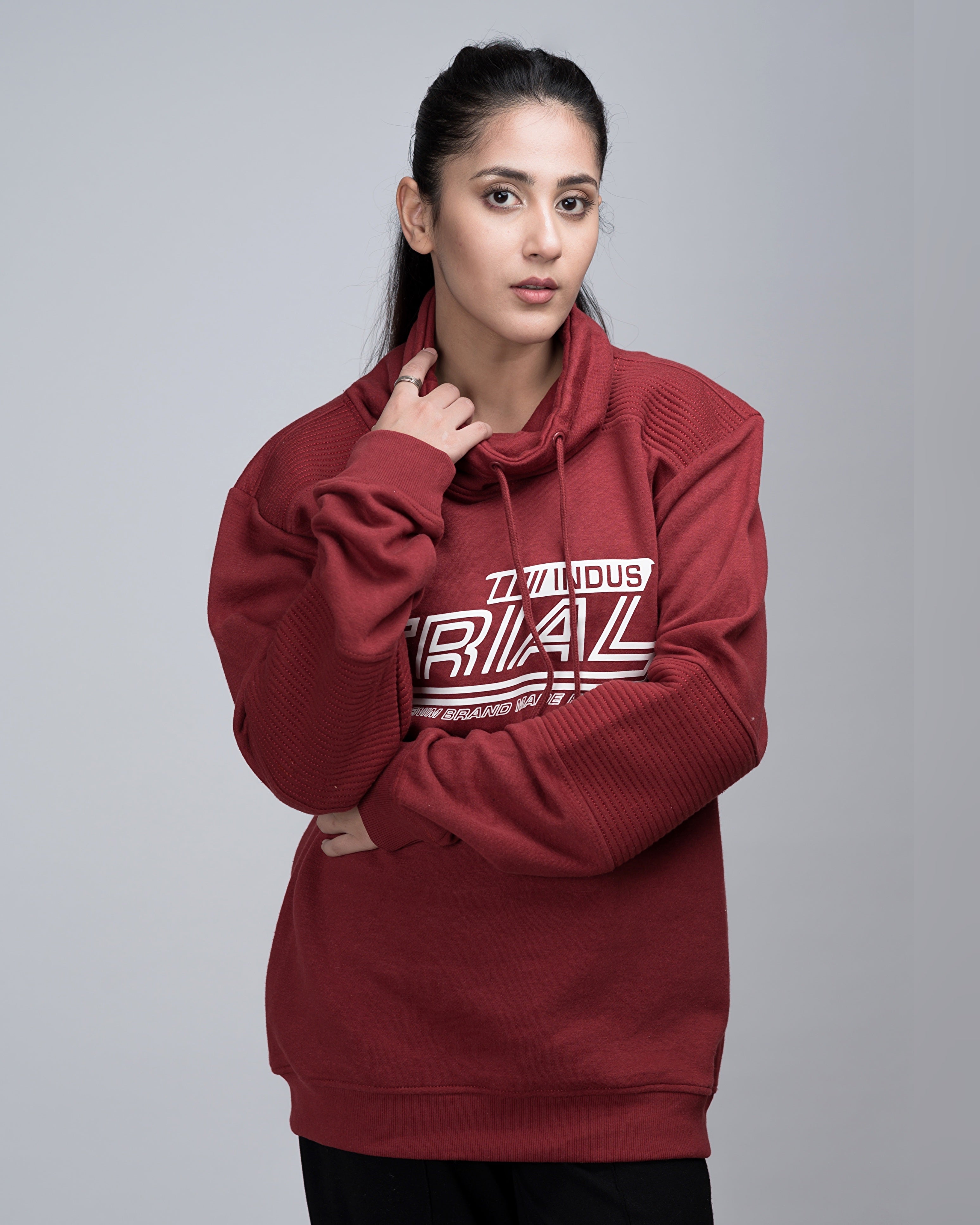 High Neck Denim Co Maroon Sweatshirt