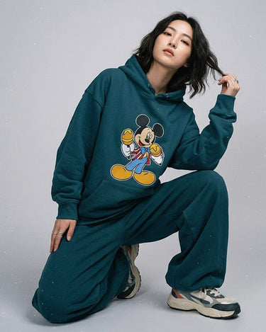 Mickey Embroidered Patched Oversized Pullover Hood